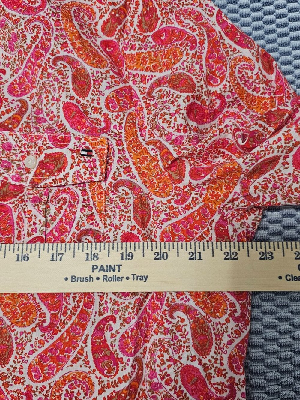 Tommy Hilfiger Paisley Button Down Shirt Orange Fuchsia Pink Long Sleeve XXL - Picture 7 of 8